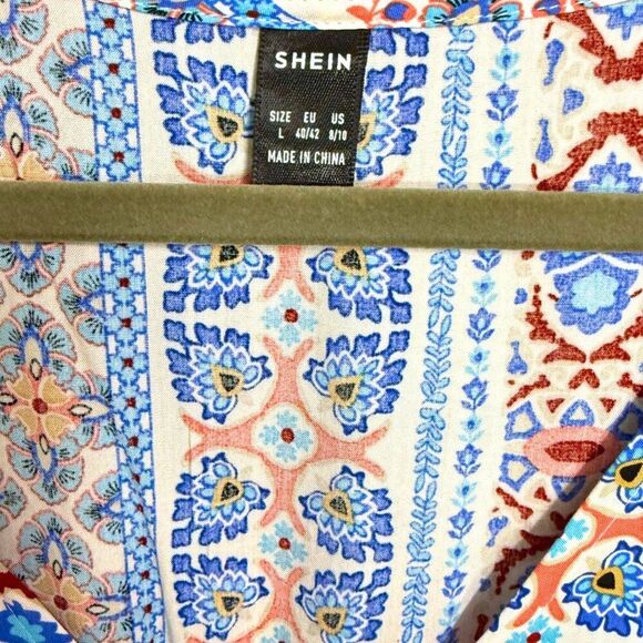 NWOT - SHEIN Allover Print Summer Flutter Sleeve Thigh Slit Maxi Dress - Picture 6 of 7